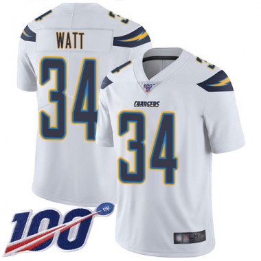 Los Angeles Chargers NFL Football Derek Watt White Jersey Men Limited #34 Road 100th Season Vapor Untouchable